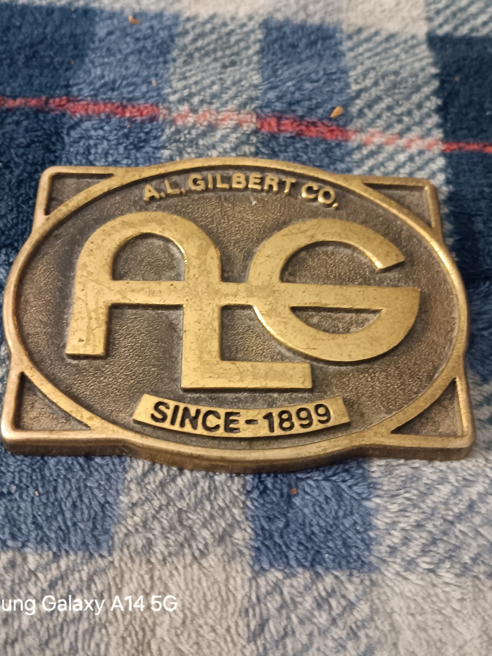 A.L. Gilbert Co. Men's Belt Buckle in Antique Gold Tone